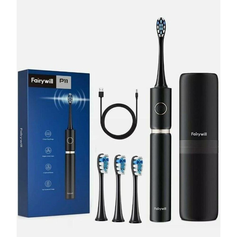 Fairywill P11 Electric Toothbrush Portable Toothbrush Rechargeable & Travel Case